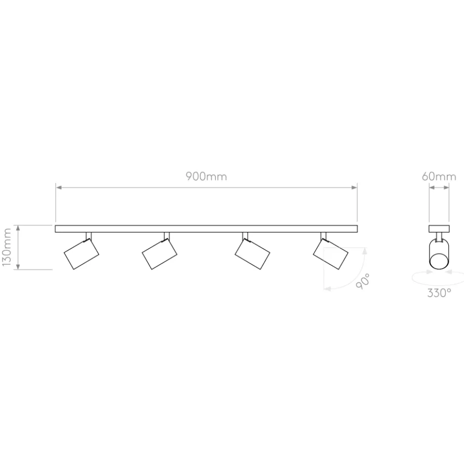 Astro Ascoli Four Bar spotlampe, 4 spots, krom