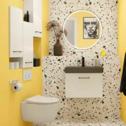 Dansani Mido+ Shine spejl med lys, dæmpbar, Ø75 cm, sort
