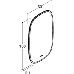Dansani Squircle spejl med lys, 100x60 cm