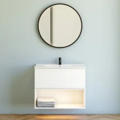 Dansani You Moon spejl med lys, sort, Ø75 cm