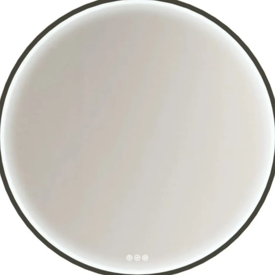 Dansani You Moon spejl med lys, sort, Ø90 cm
