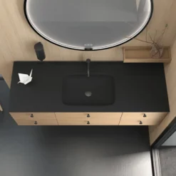 Dansani You Moon spejl med lys, sort, Ø90 cm