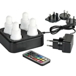 Duni genopladelige LED indsats, farvet lys, 4 stk.