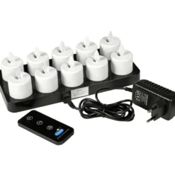 Duni Moving Flame genopladelige LED lys u/holder & m/hvidt lys - 10 stk