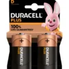 Duracell Plus D batterier, 2 stk.