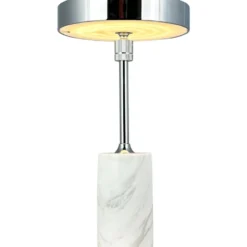 Dyberg Larsen Starlight genopladelig bordlampe, hvid marmor