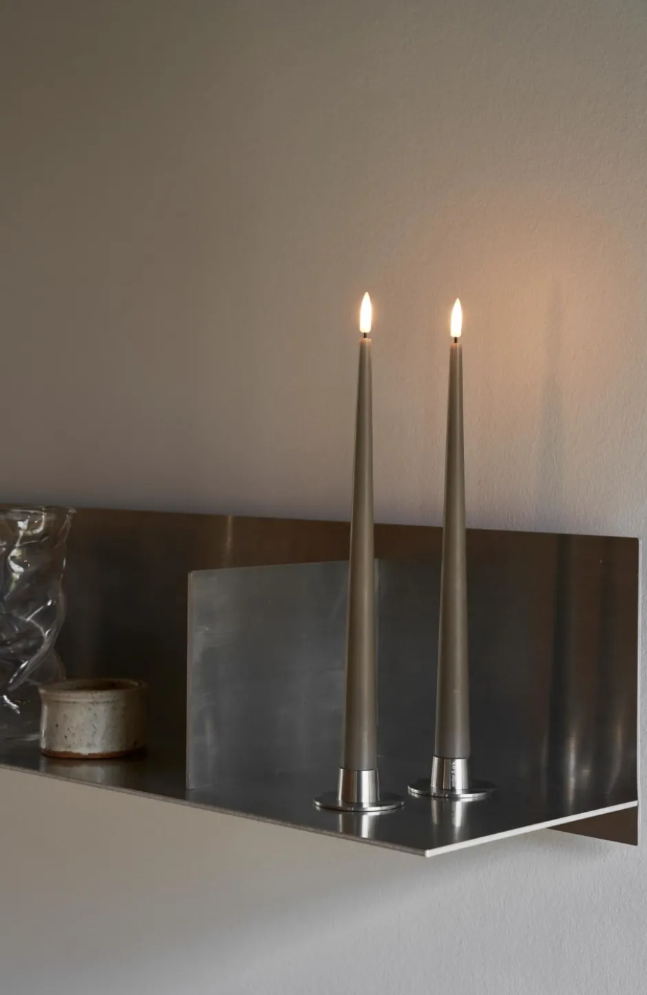 Ester & Erik LED kronelys, 30 cm, brun, 2-pak
