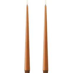 Ester & Erik LED kronelys, 30 cm, varm brun, 2-pak