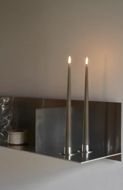 Ester & Erik lysestager, børstet sølv, 2-pak
