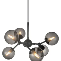Halo Design Atom Mini lysekrone, røgfarvet