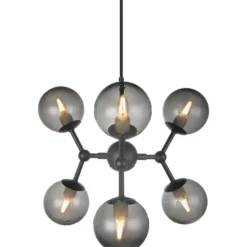 Halo Design Atom Mini lysekrone, røgfarvet