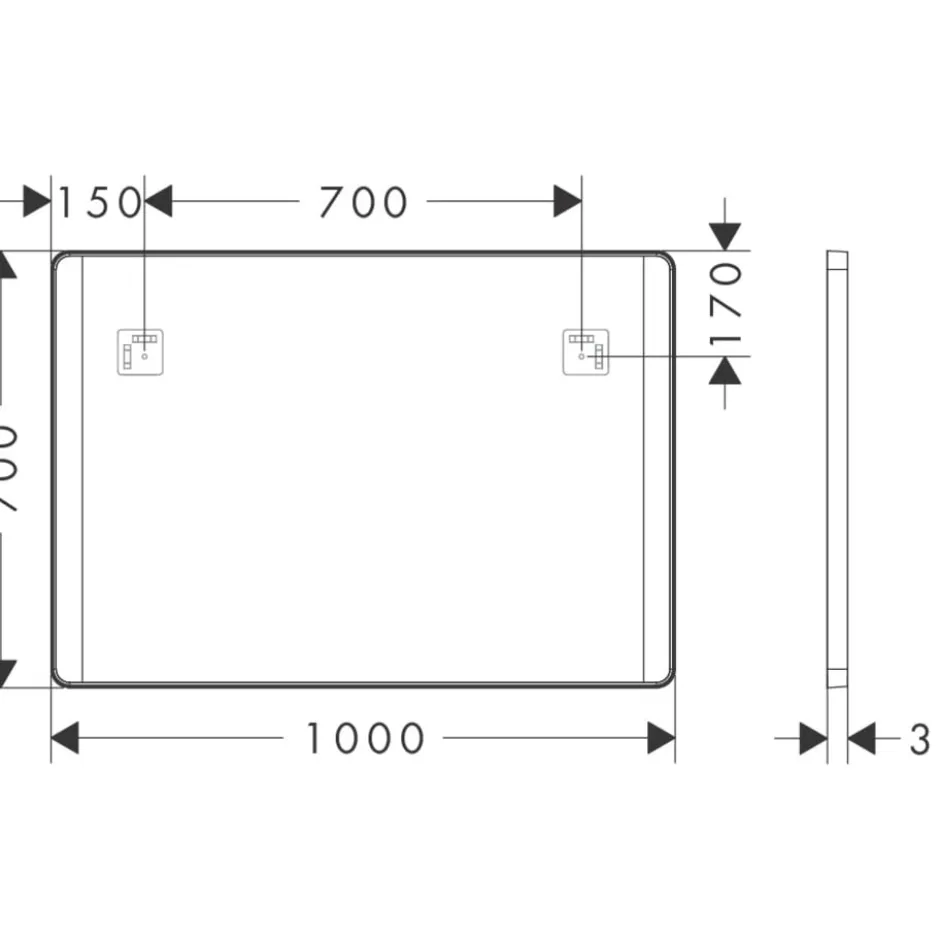 Hansgrohe Xarita Lite Q spejl med lys, 100x70 cm, hvid