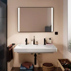 Hansgrohe Xarita Lite Q spejl med lys, 100x70 cm, sort