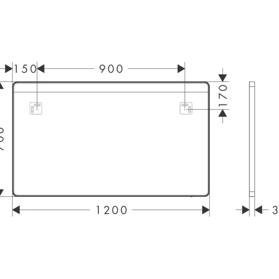 Hansgrohe Xarita Lite Q spejl med lys, 120x70 cm, hvid
