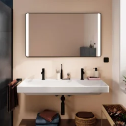 Hansgrohe Xarita Lite Q spejl med lys, 120x70 cm, sort