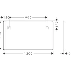 Hansgrohe Xarita Lite Q spejl med lys, 120x70 cm, sort