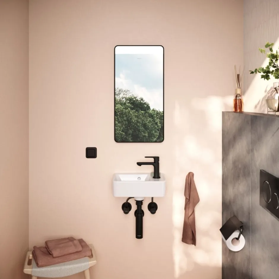Hansgrohe Xarita Lite Q spejl med lys, 36x70 cm, sort