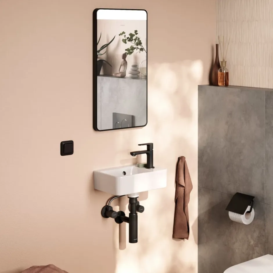 Hansgrohe Xarita Lite Q spejl med lys, 36x70 cm, sort