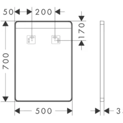Hansgrohe Xarita Lite Q spejl med lys, 50x70 cm, hvid
