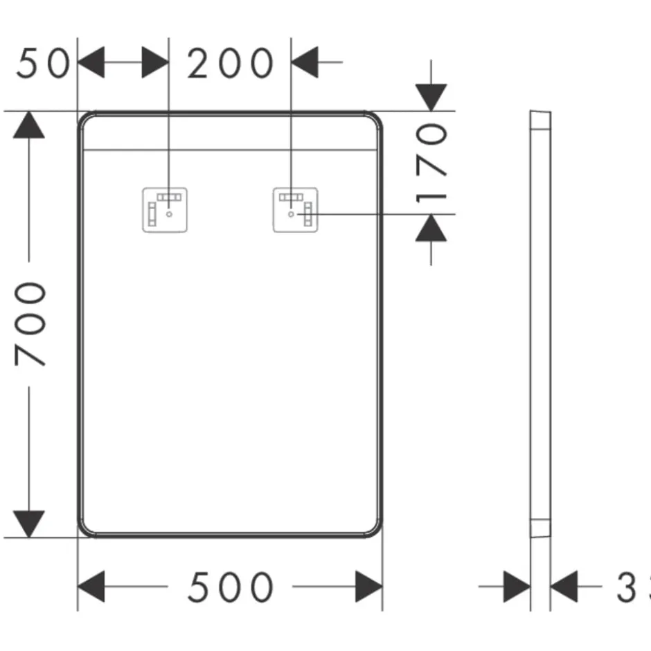 Hansgrohe Xarita Lite Q spejl med lys, 50x70 cm, hvid
