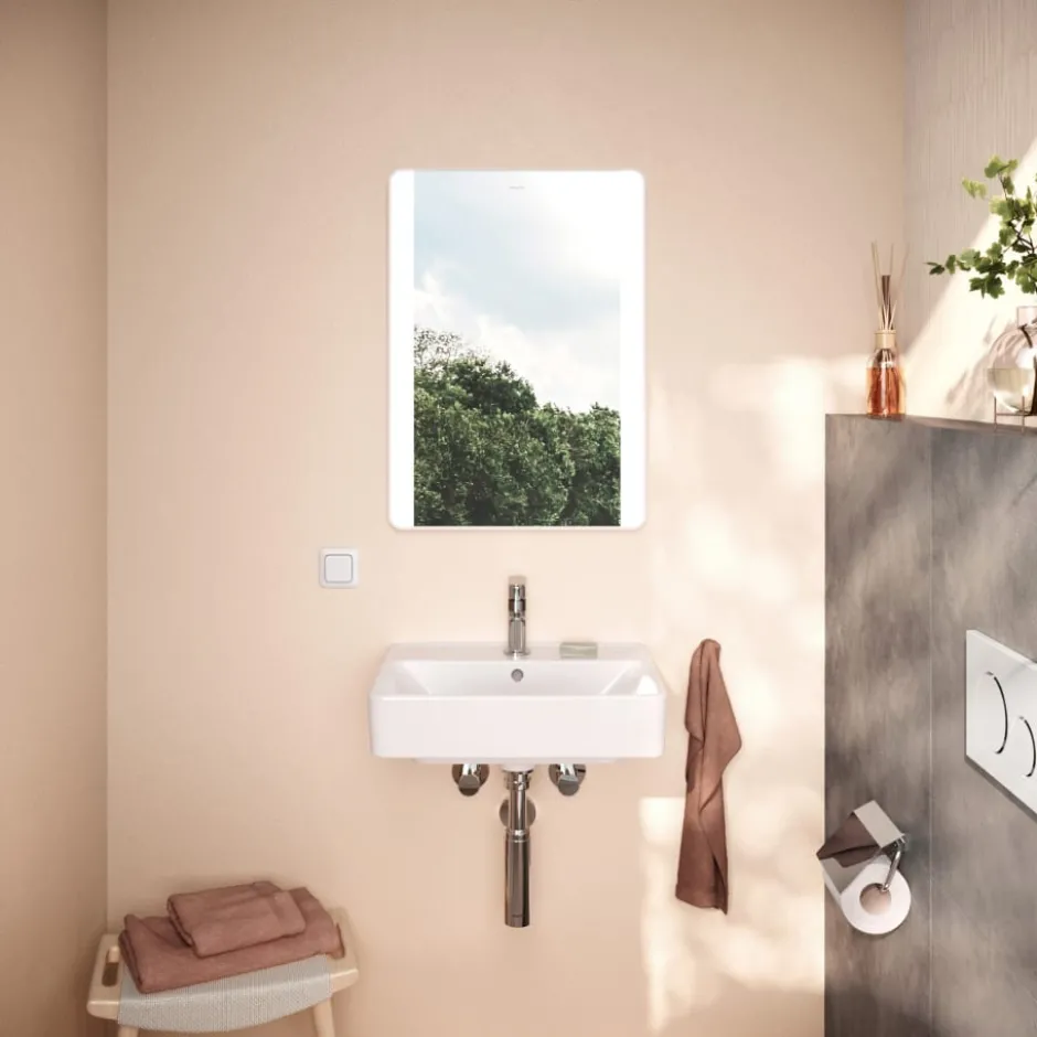 Hansgrohe Xarita Lite Q spejl med lys, 50x70 cm, hvid