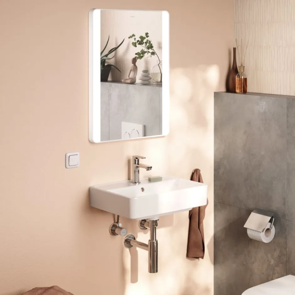 Hansgrohe Xarita Lite Q spejl med lys, 50x70 cm, hvid