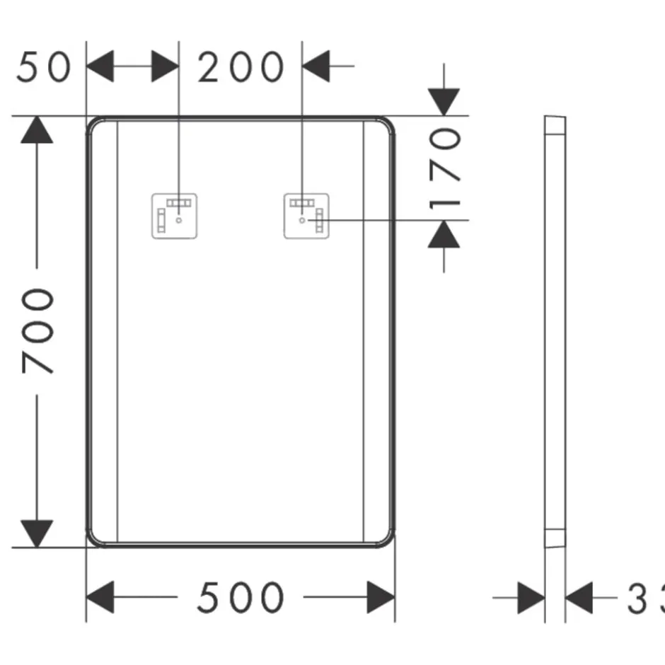 Hansgrohe Xarita Lite Q spejl med lys, 50x70 cm, hvid