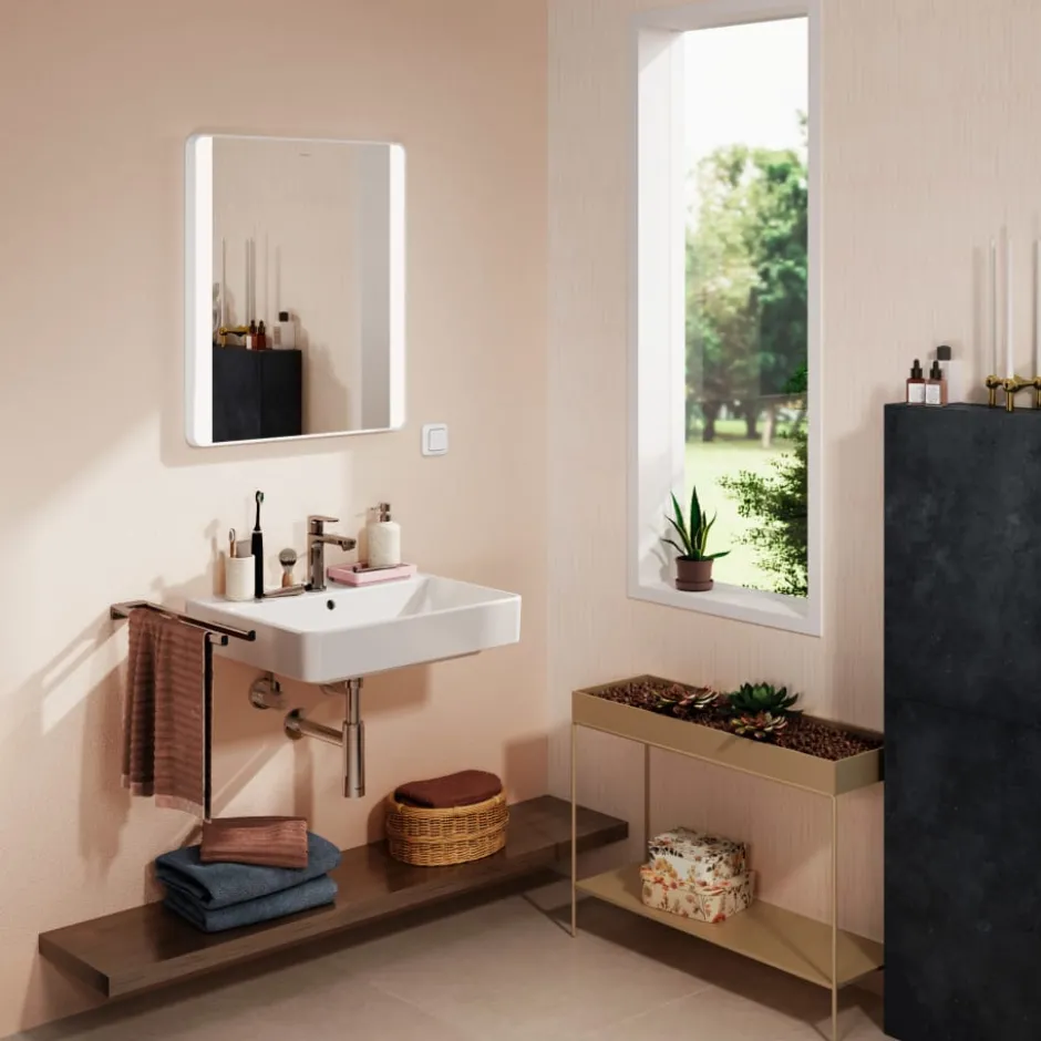 Hansgrohe Xarita Lite Q spejl med lys, 60x70 cm, hvid