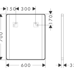 Hansgrohe Xarita Lite Q spejl med lys, 60x70 cm, hvid