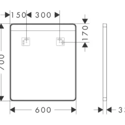 Hansgrohe Xarita Lite Q spejl med lys, 60x70 cm, sort