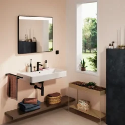 Hansgrohe Xarita Lite Q spejl med lys, 80x70 cm, sort