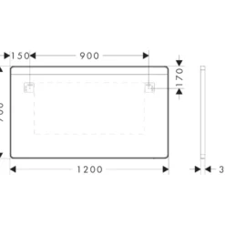 Hansgrohe Xarita Lite Q spejl med lys, sensor, 120x70 cm, sort