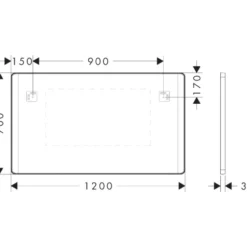 Hansgrohe Xarita Lite Q spejl med lys, sensor, 120x70 cm, sort