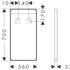 Hansgrohe Xarita Lite Q spejl med lys, sensor, 36x70 cm, hvid