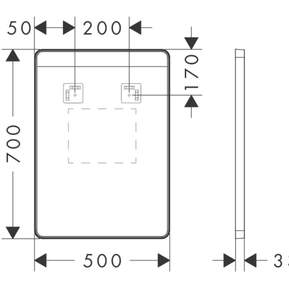 Hansgrohe Xarita Lite Q spejl med lys, sensor, 50x70 cm, sort