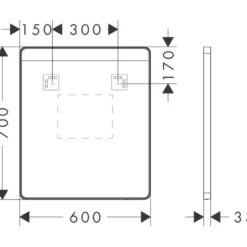Hansgrohe Xarita Lite Q spejl med lys, sensor, 60x70 cm, hvid