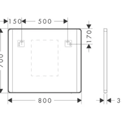 Hansgrohe Xarita Lite Q spejl med lys, sensor, 80x70 cm, sort