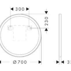 Hansgrohe Xarita Lite S spejl med lys, sensor, Ø70 cm, sort