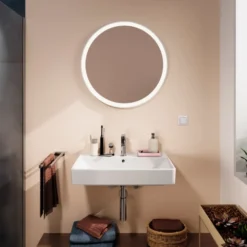 Hansgrohe Xarita Lite S spejl med lys, Ø70 cm, hvid