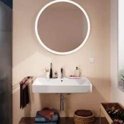 Hansgrohe Xarita Lite S spejl med lys, Ø90 cm, hvid