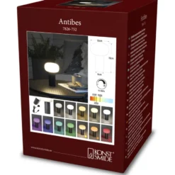Konstsmide Antibes genopladelig bordlampe, sort