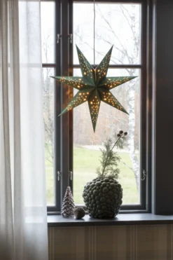 Konstsmide julestjerne med lys, 60 cm, grøn