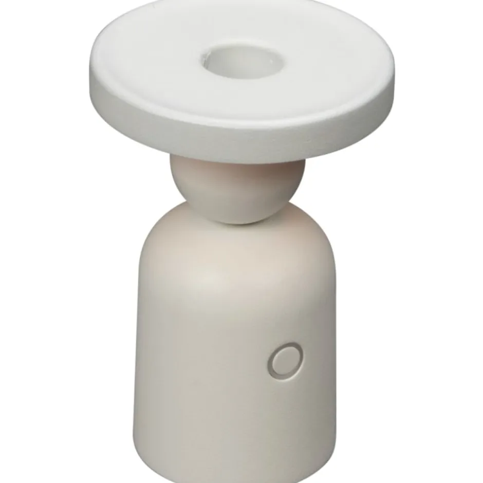 Konstsmide Nantes genopladelig bordlampe med lysestage holder, hvid