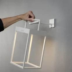 Konstsmide Portofino genopladelig & solcelle bordlampe, hvid