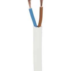 Lampeledning, flad, hvid