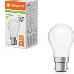 Ledvance B22D kronepære, 2700K, 3,4W