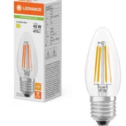 Ledvance Classic E27 kertepære, 2700K, 3,4W