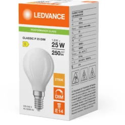 Ledvance Classic E14 kronepære, 2700K, 1,8W