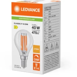 Ledvance Classic E14 kronepære, 2700K, 3,4W