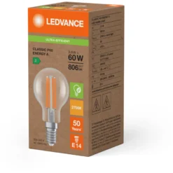 Ledvance Classic E14 kronepære, 2700K, 3,8W